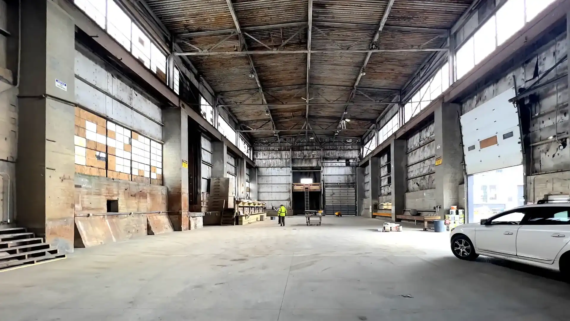 wide shot interior photo of a granite quarry building while on location scout for the commercial