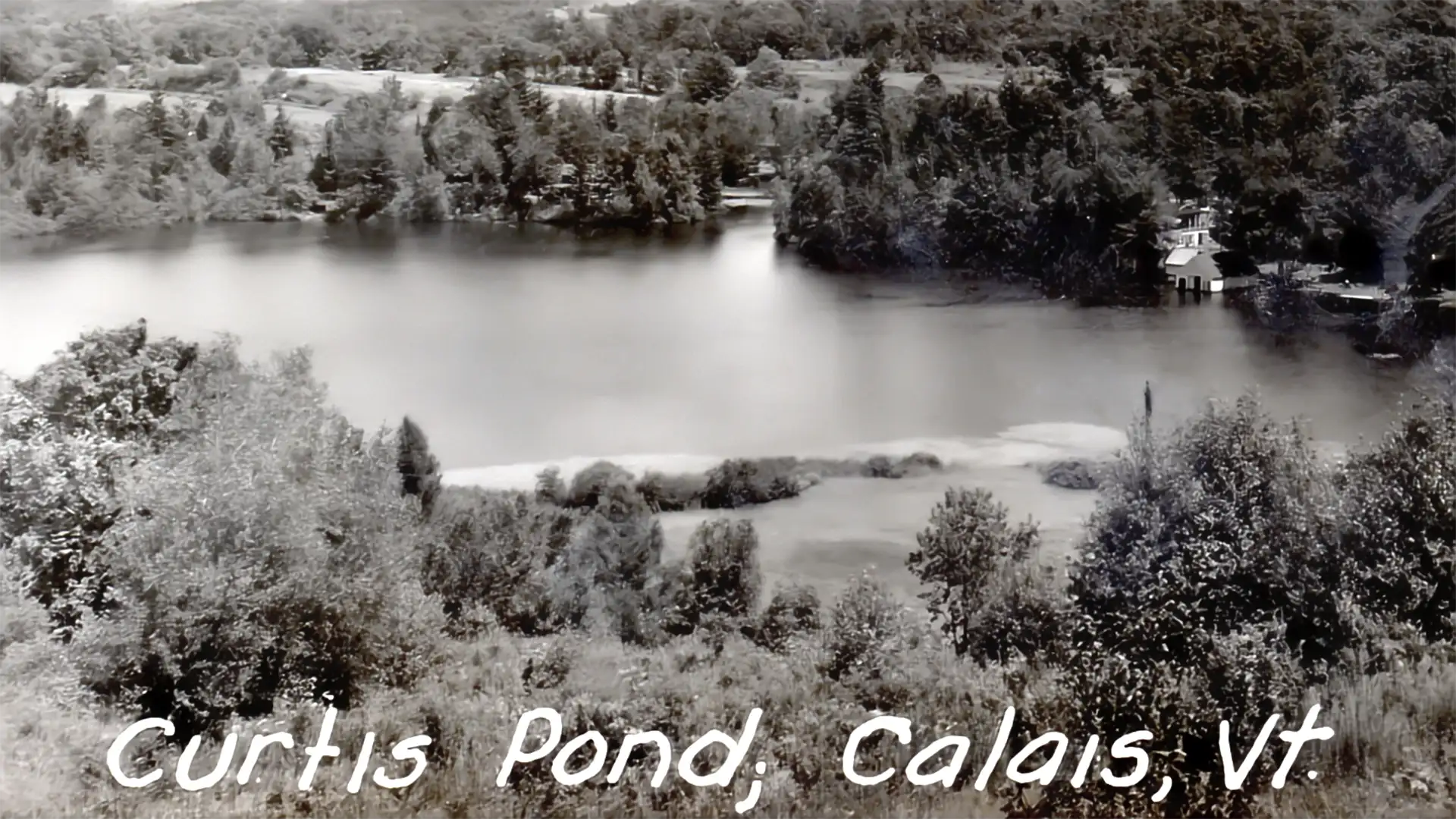 archival aerial photo of curtis pond in calais vermont