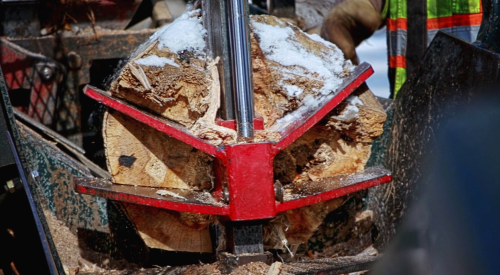 photo of a large wood splitter