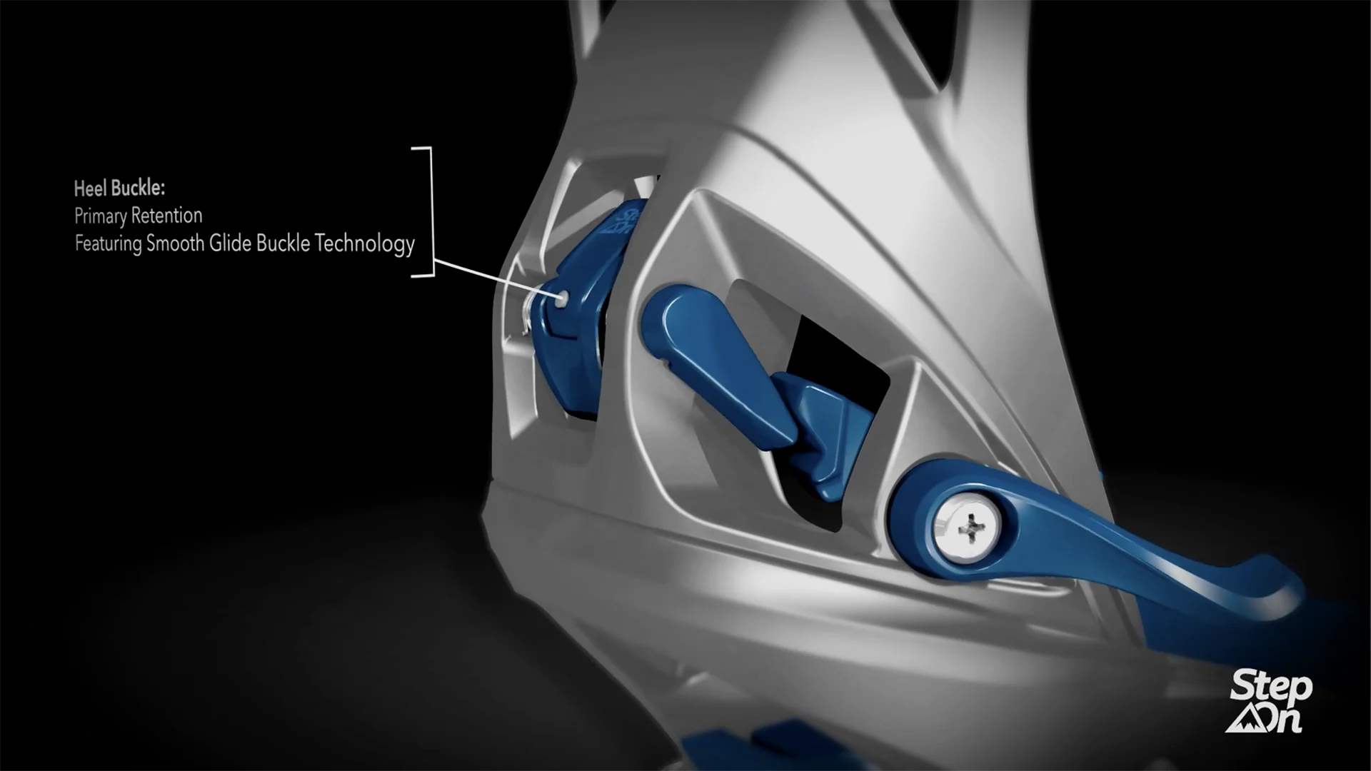 side profile 3d model of a burton step on snowboard binding
